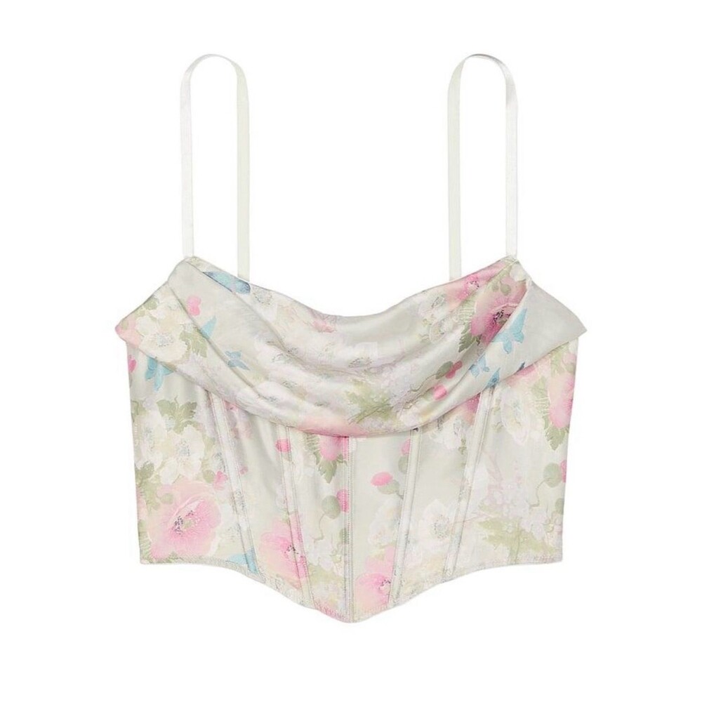 NWT Victoria’s Secret Very Sexy Satin Draped Corset Top Floral Butterfly L - Picture 7 of 7